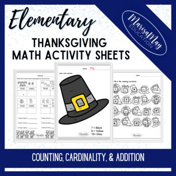 Preview of Elementary Math (Kindergarten) - Thanksgiving Fun Activity Worksheets