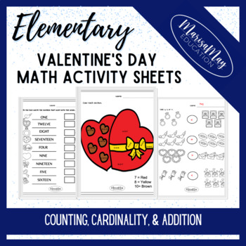Preview of Elementary Math (Kindergarten) - Valentine's Day Fun Activity Worksheets