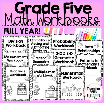 Preview of Elementary Math Workbook Bundle | Full Year Grade 5 Workbooks