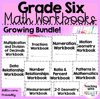 Preview of Elementary Math Workbook GROWING Bundle | Full Year Grade 6 Workbooks