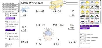 Preview of Elementary Math Worksheet Generator/Graphics Template Creator