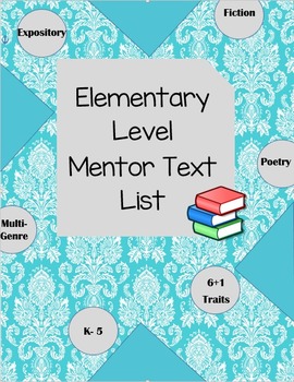 Preview of Elementary Mentor Text List for Teaching Writing + 6th-8th Grade!