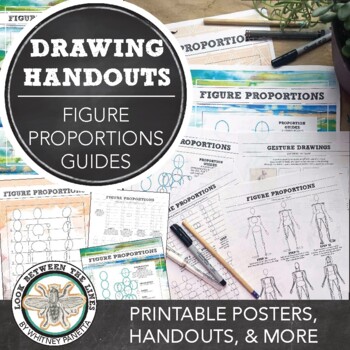 Preview of Elementary, Middle, High School Art Figure Drawing Proportions Posters, Handouts