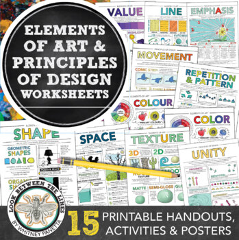 Preview of Elements of Art & Principles of Design Worksheets for Elementary, Middle & High