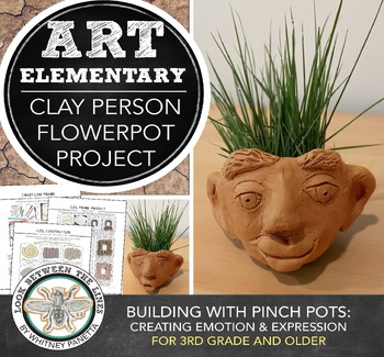 Preview of Elementary, Middle School Art: Clay Project Flowerpot Person, Activity, Handout