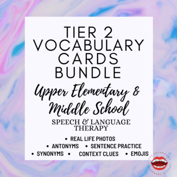 Preview of Elementary & Middle School Tier 2 Vocabulary Cards for Speech & Language Therapy