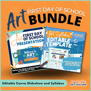 Preview of Elementary Middle High School Art First Day of School Slides and Syllabus BUNDLE