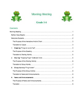 Preview of Elementary Morning Meeting - Frog Theme