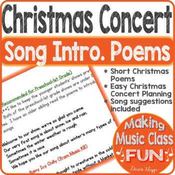 Preview of Elementary Music Christmas Concert Program Scripts Introductory Christmas Poems