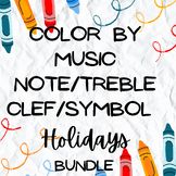 Elementary Music Color by Note/Treble Clef/Musical Symbol 