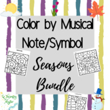 Elementary Music Color by Note/Musical Symbol 4 Seasons BUNDLE