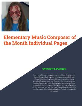 Preview of Elementary Music Composer of the Month Pages
