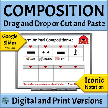 Preview of Elementary Music Composition Activities Printable and Digital - Iconic Notation