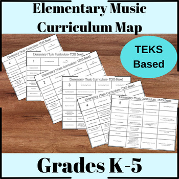Preview of Elementary Music Curriculum MAP- Literacy Goals- (K-5)- TEKS Based- Pacing Guide