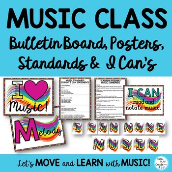 Preview of Elementary Music Decor 2: Posters, Standards, I Can Statements, Bulletin Board