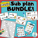 Elementary Music Sub Plans BUNDLE (Games, Task cards & Col