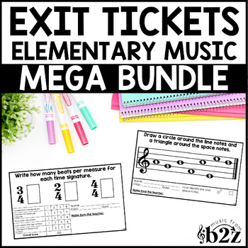 Preview of Elementary Music Exit Tickets BUNDLE Rubrics Editable Music Assessment