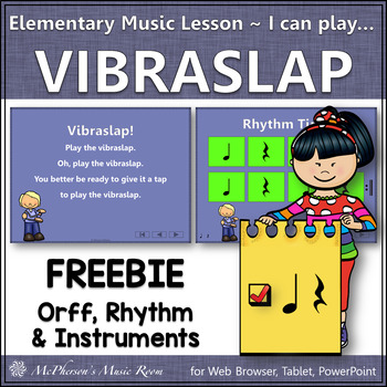 Preview of Elementary Music Lesson Musical Instrument Vibraslap: Orff, Rhythm {Freebie}