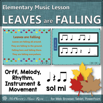 Preview of Elementary Music Lesson & Orff Arrangement Leaves are Falling Eighth Notes