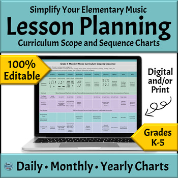 Preview of Elementary Music Lesson Plan Templates - EDITABLE Planning Charts