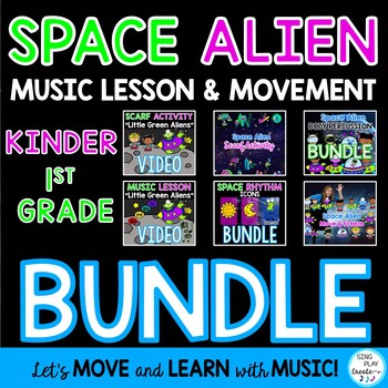 Preview of Elementary Music Lesson and Movement Activity Bundle: Space Aliens {Grades PK-1}