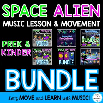 Preview of Elementary Music Lesson and Movement Activity Bundle: Space Aliens {Grades PK-K}