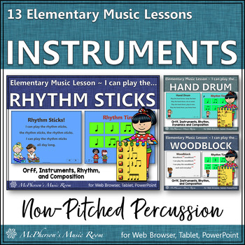 Preview of Elementary Music Lessons, Activities & Orff Arrangements Non-Pitched Percussion