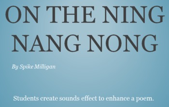 Preview of Elementary Music "On the Ning Nang Nong" Adding Sound Effects to Poetry Freebie