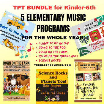 Preview of Elementary Music Programs Bundle for the WHOLE YEAR! Treble Tree Music