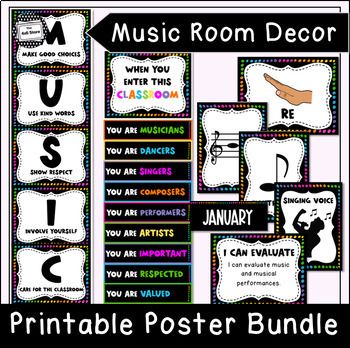 Preview of Elementary Music Room Classroom Decor Bundle