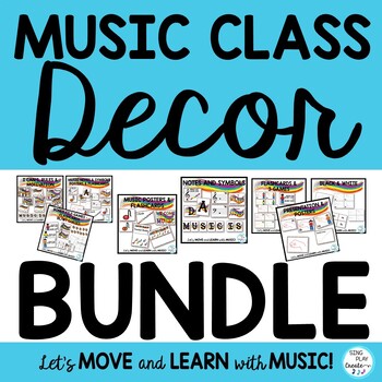 Preview of Elementary Music Room Decor Bundle: Presentation, Posters, Flash Cards, Games