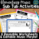 Elementary Music Sub Plans: Worksheets and Music Playlist 
