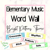 Elementary Music Word Wall: Bright Pattern Theme