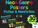 Elementary Neon Chalkboard Genre Posters (Fiction and Nonfiction)