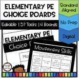 Elementary PE Choice Board Activities - EDITABLE - Early F