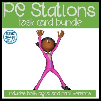 Preview of Elementary PE Stations & Activities Task Card Bundle (Print & Digital Versions)