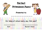 Elementary Perfect Attendence Award!