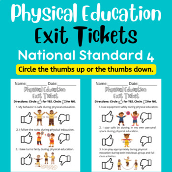 Preview of Elementary Phys Ed Exit Tickets for National Standard 4 Social Responsibility