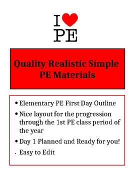 Preview of Elementary Physical Education - First Day of School!!! Outline and Lesson Plan