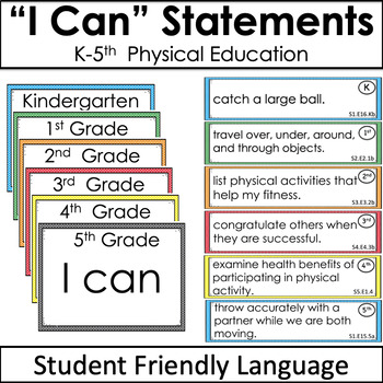 Preview of Elementary Physical Education I Can Statements