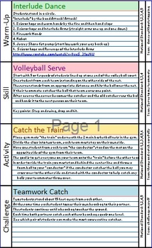 Part 1 - Elementary Physical Education "Mix and Match" Lesson Plans