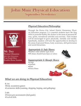 Preview of Elementary Physical Education Newsletter Idea