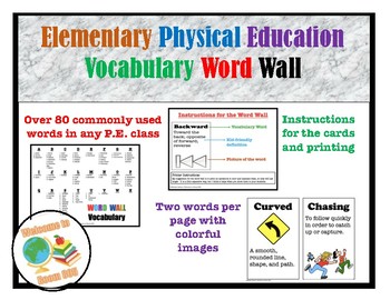 Preview of Elementary Physical Education Word Wall