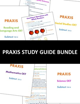 Preview of Elementary Praxis (7811) 7812, 7813, 7814, & 7815 Study Guide & Notesheet Bundle