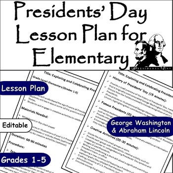 Preview of Elementary Presidents’ Day Lesson Plan: Exploring American Leadership