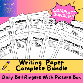 Preview of Elementary Printable Writing Paper With Picture Box Bell Ringer-COMPLETE BUNDLE