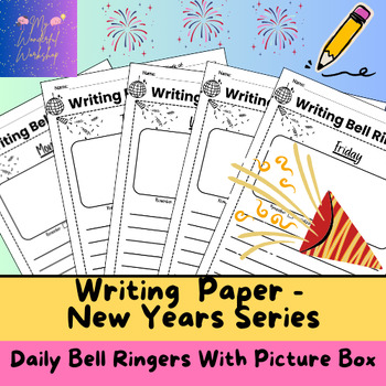 Preview of Elementary Printable Writing Paper With Picture Box Bell Ringer-NEW YEARS SERIES