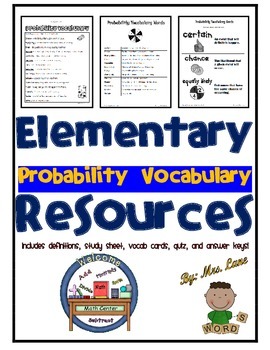 Preview of Elementary Probability Vocabulary Resources