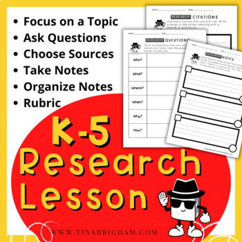 Preview of Elementary Research Lesson & Project Worksheets (K-5)