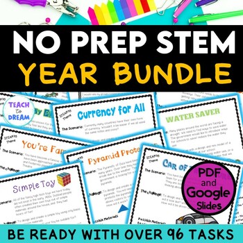 Preview of NO PREP Elementary STEM Challenges | Primary STEAM Activities Year BUNDLE
